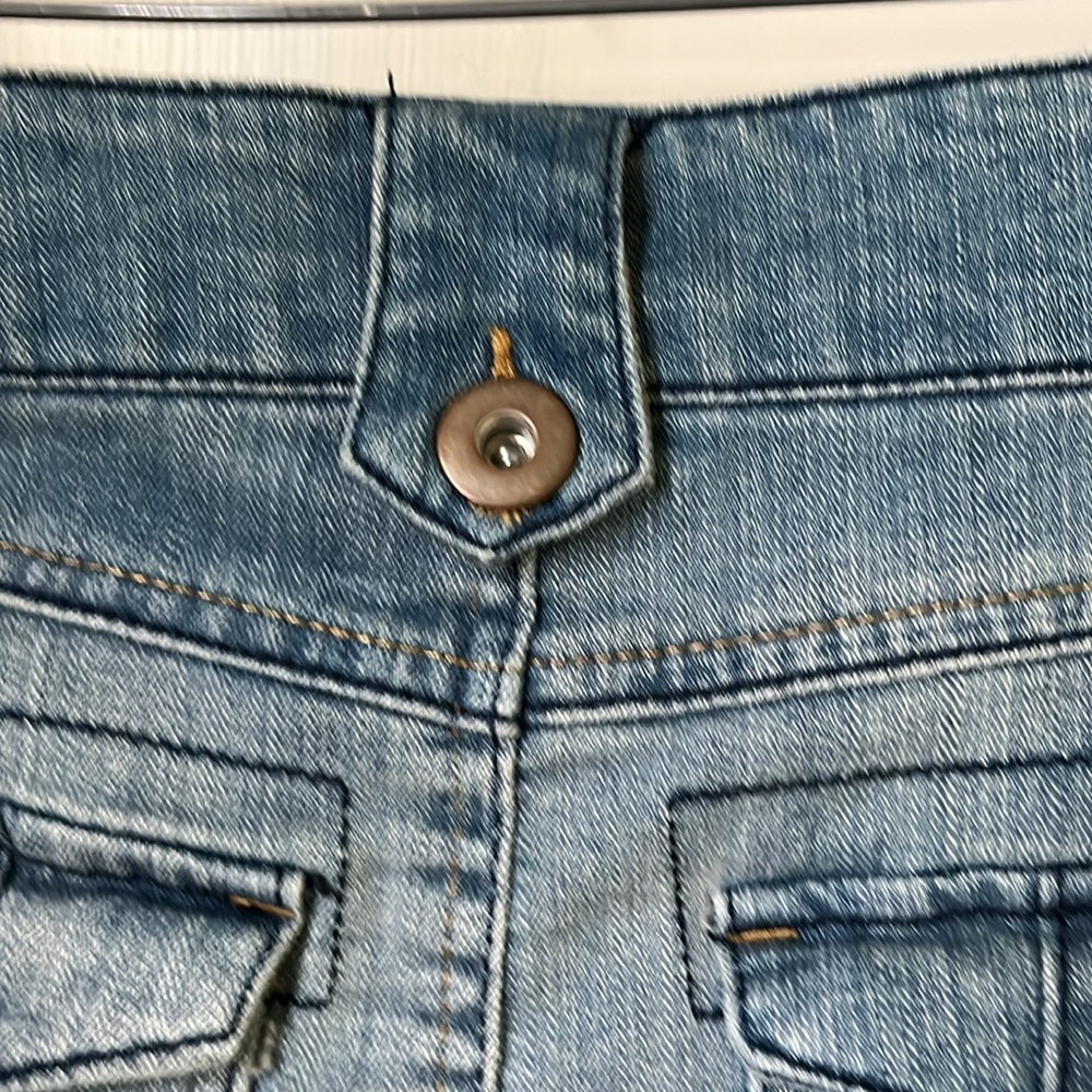 Denim Micro Mini Skirt Size 3 Spandex Distressed - Picture 9 of 12
